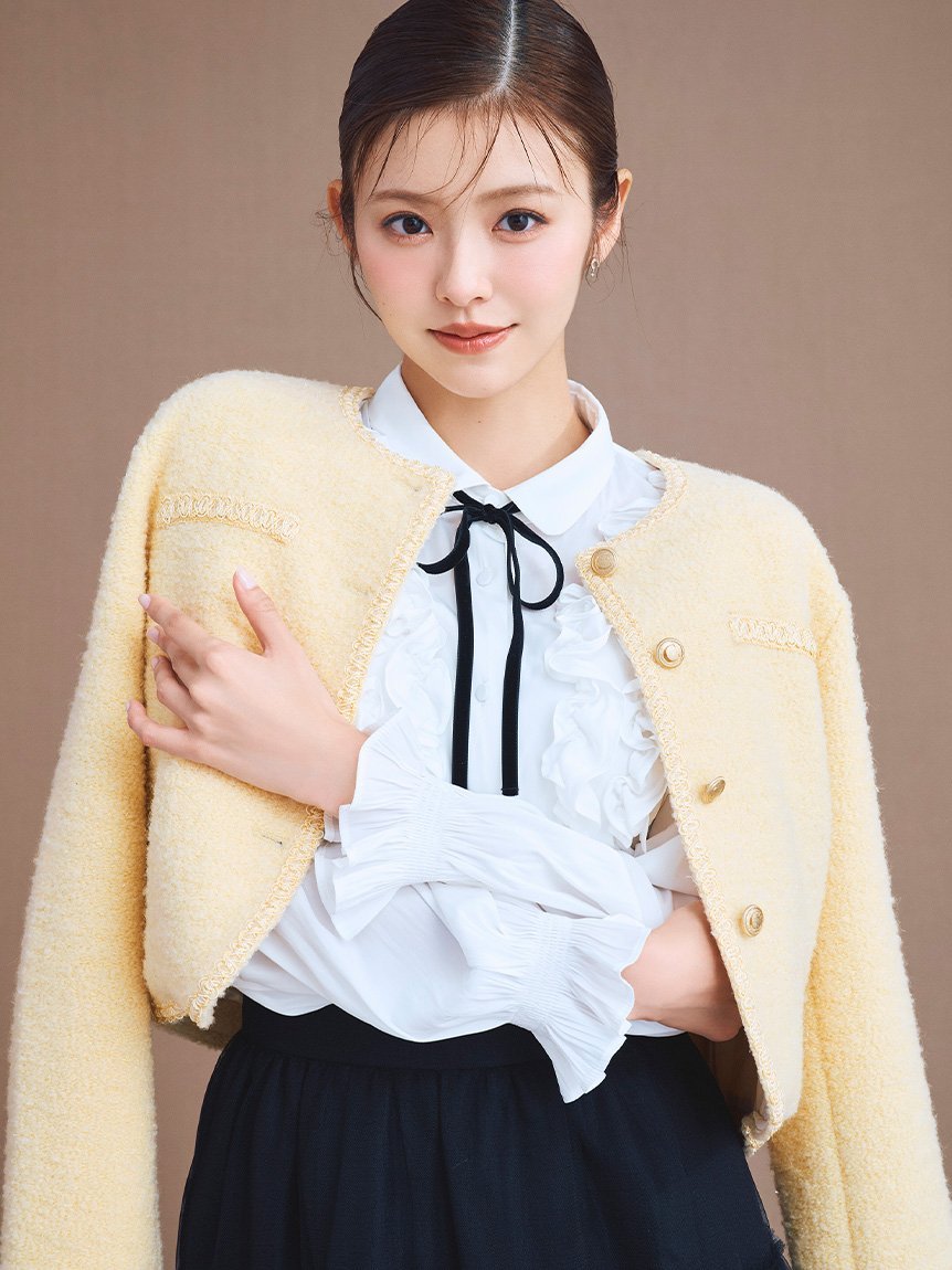 CELFORD｜【ウォッシャブル】フリルヨークシャツカラーブラウス