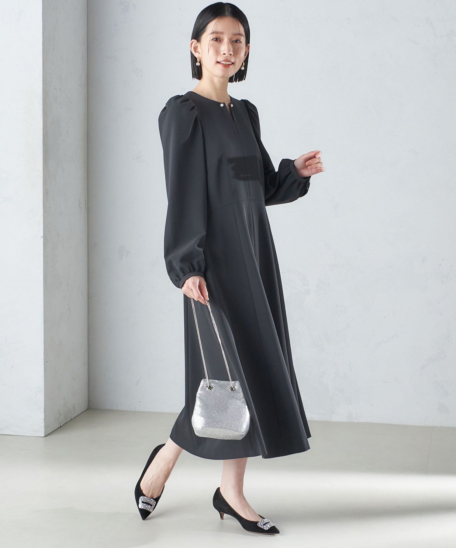 sheglit クロスリボンフレアワンピース　アトリエボズ　ブラック 試着のみ Sheglit クロスリボンフレアワンピース ブラック