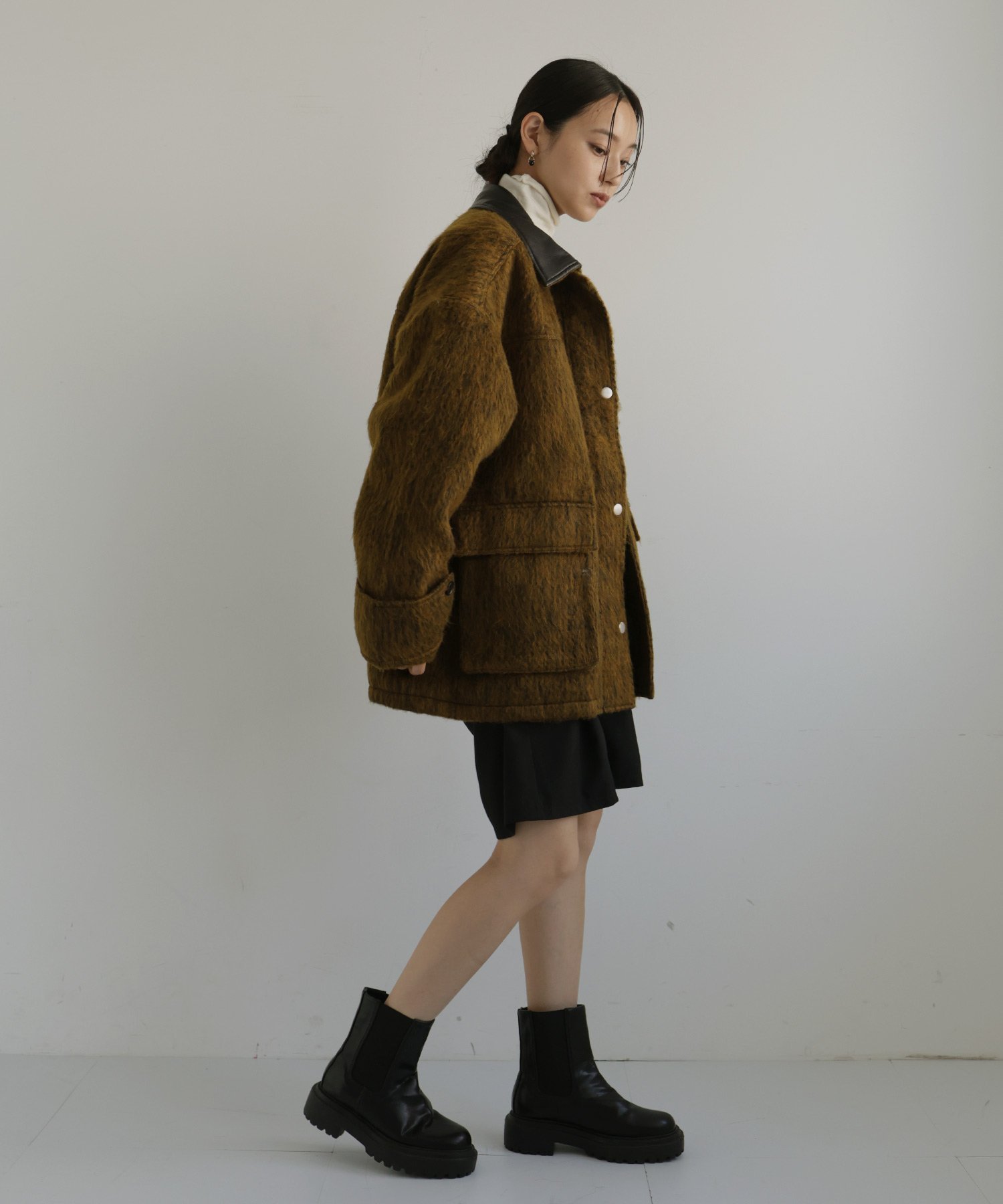 hellam｜レザーカラーシャギーコート | Rakuten Fashion(楽天