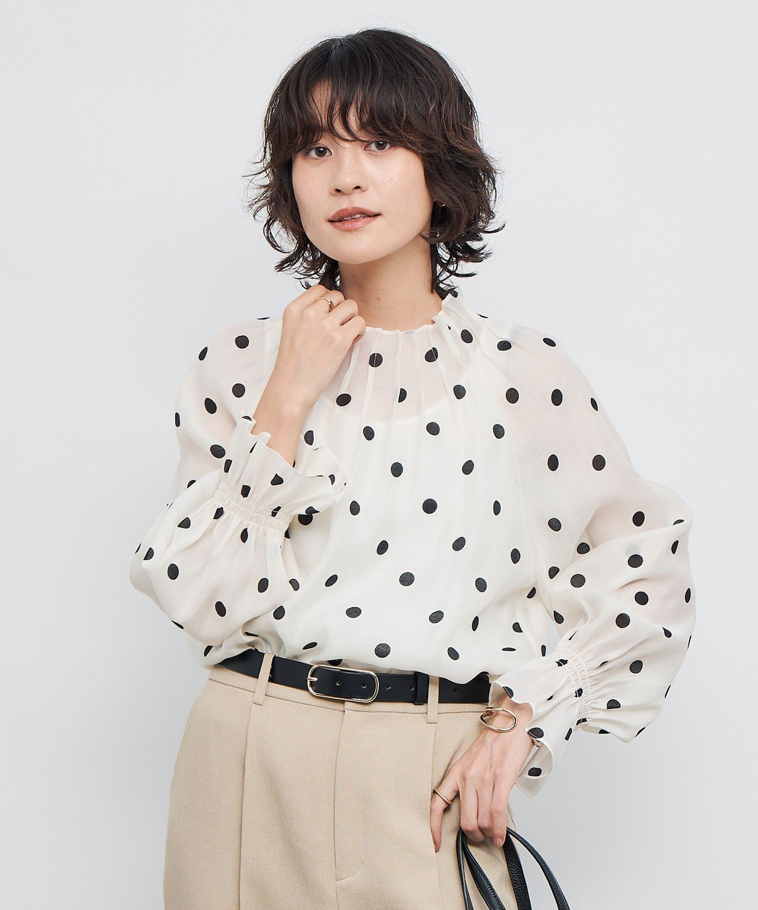 NOLLEY'S｜ウォッシャブルピンタックドットプリントブラウス | Rakuten