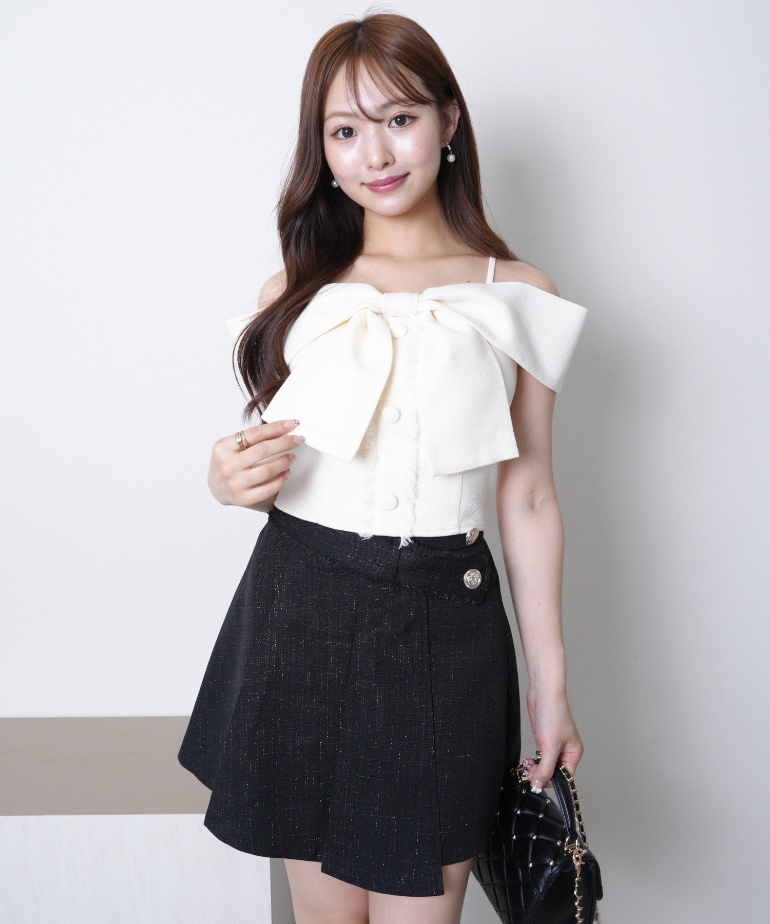 LIP SERVICE｜LIP SERVICE/(W)ツイードリボンオフショルトップス