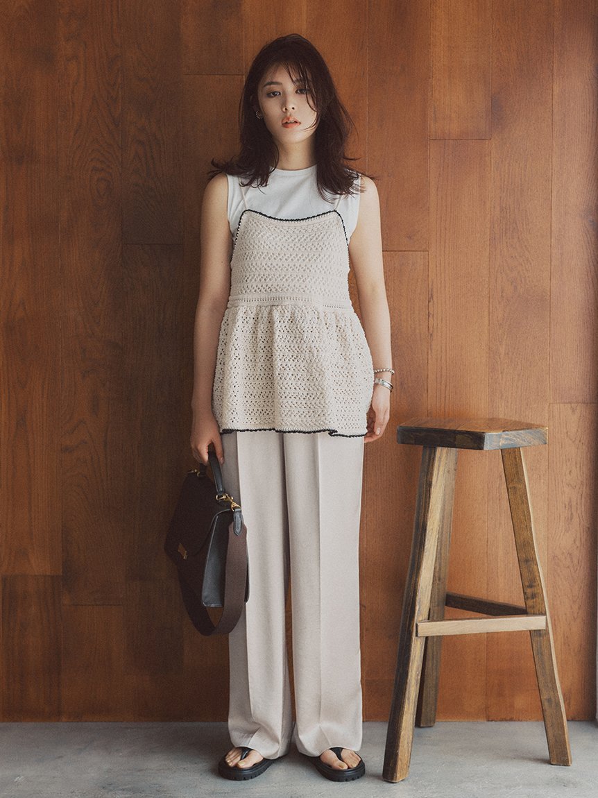 Mila Owen｜【ウォッシャブル】クロシェニットキャミ×ノースリトップス