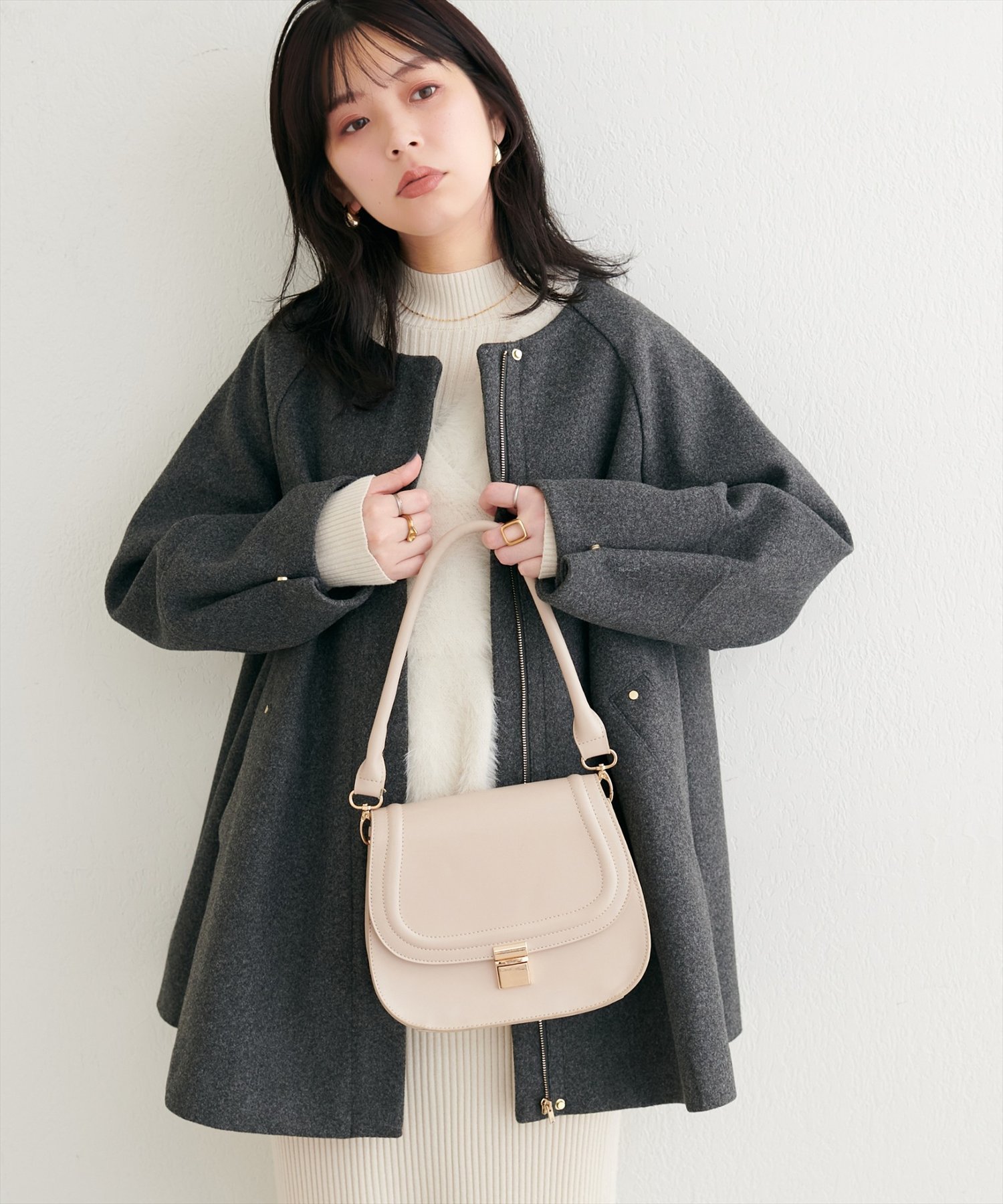 新品タグ付き ナチュラルクチュール☆〈osono〉２WAYノーカラーコート osono〉2WAYノーカラーコート | natural couture(ナチュラル