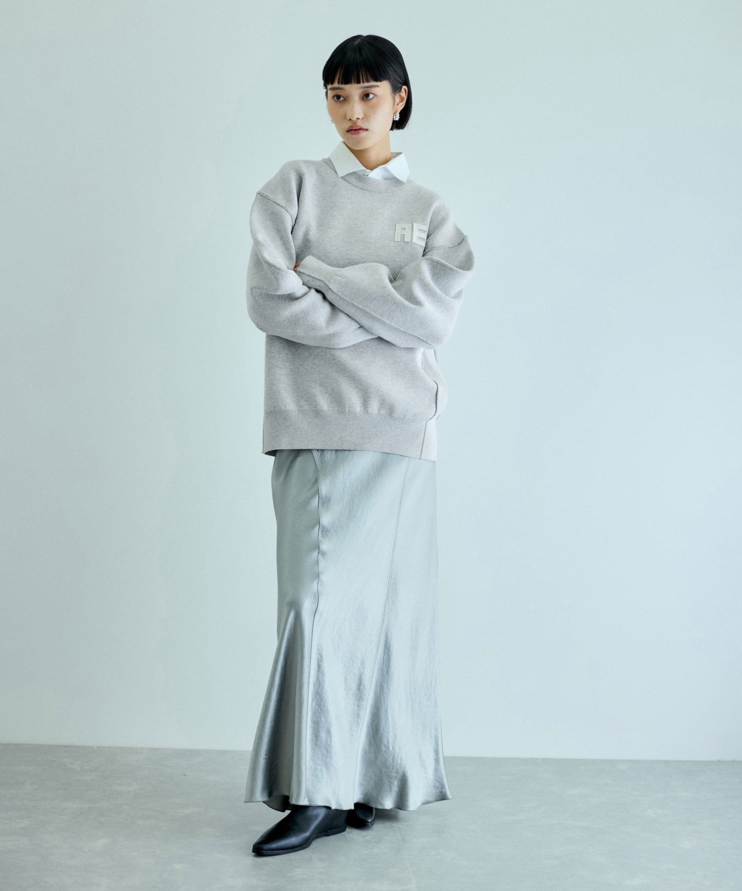 ADAM ET ROPE'｜【サステナブル・洗える】フェルト刺しゅうニットプル