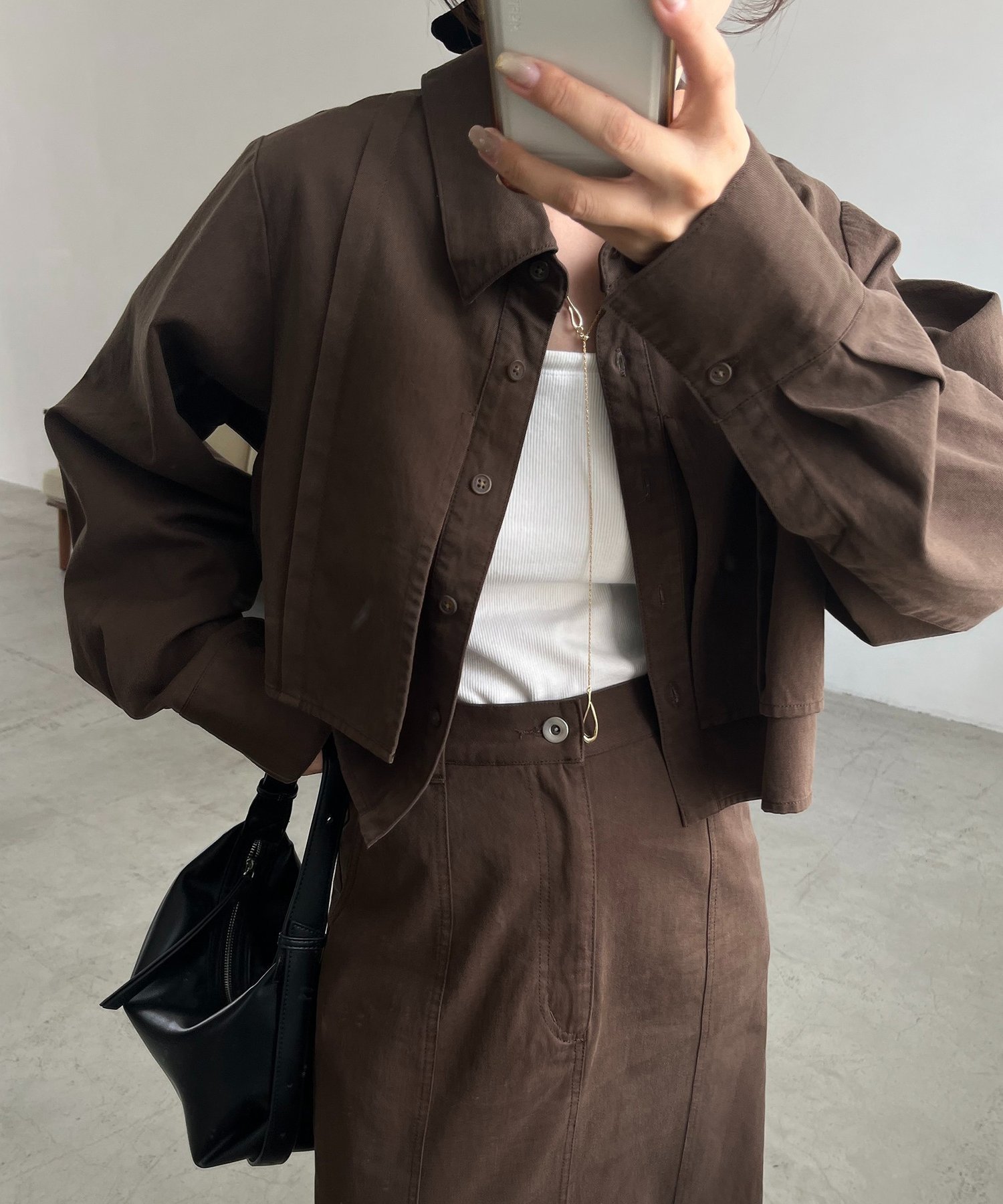 CAPRICIEUX LE'MAGE｜【セットアップ対応】コットンクロップシャツ