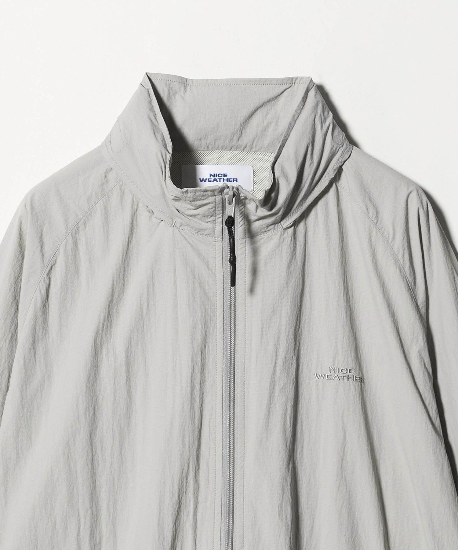 ＜NICE WEATHER＞ナイロン スタンドブルゾンセットアップ　ライトグレー NICE WEATHER ナイロンジャケット 「NICE WEATHER」ナイロン スタンド