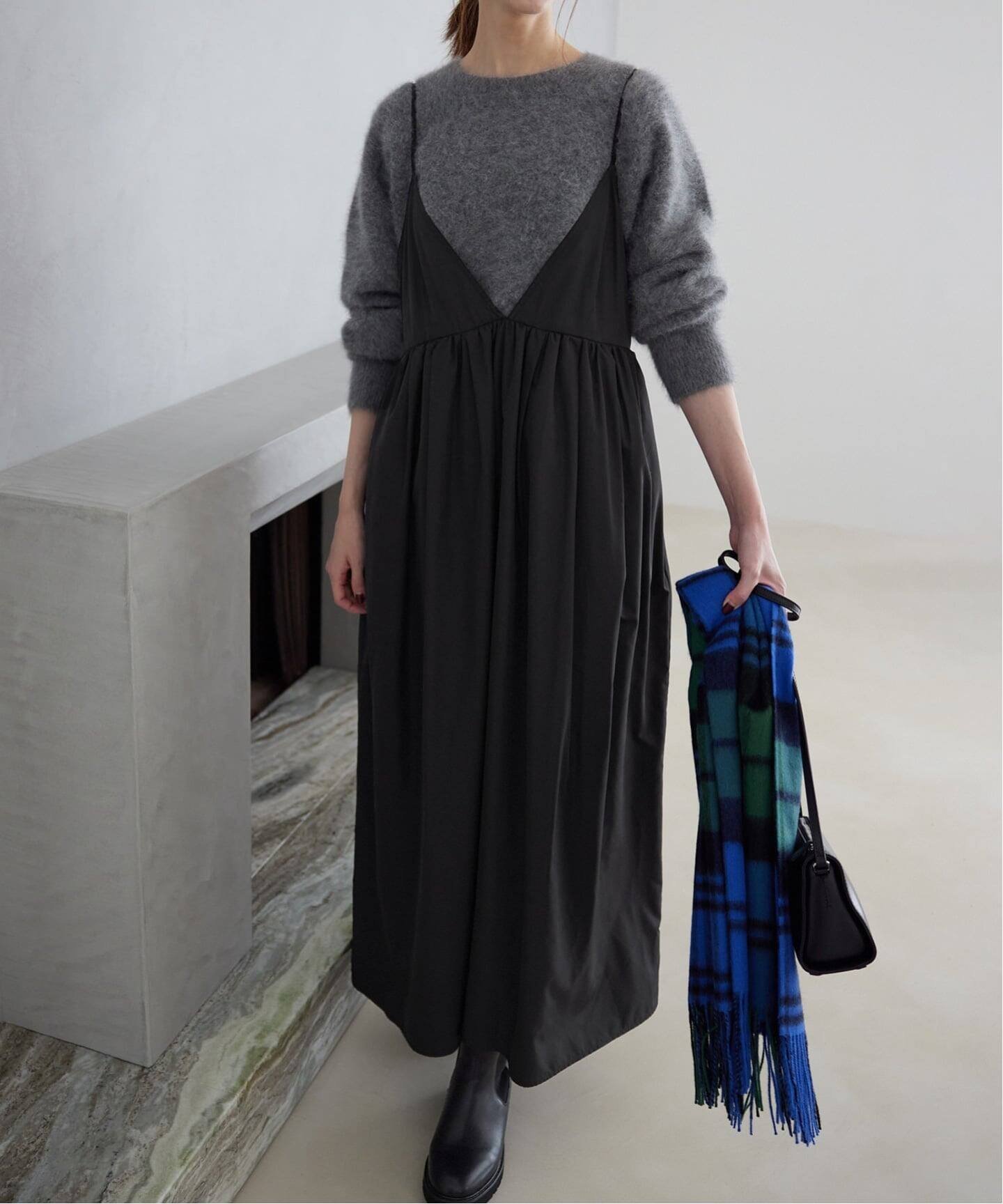 SLOBE IENA｜《WEB限定/追加》タフタギャザーキャミワンピース