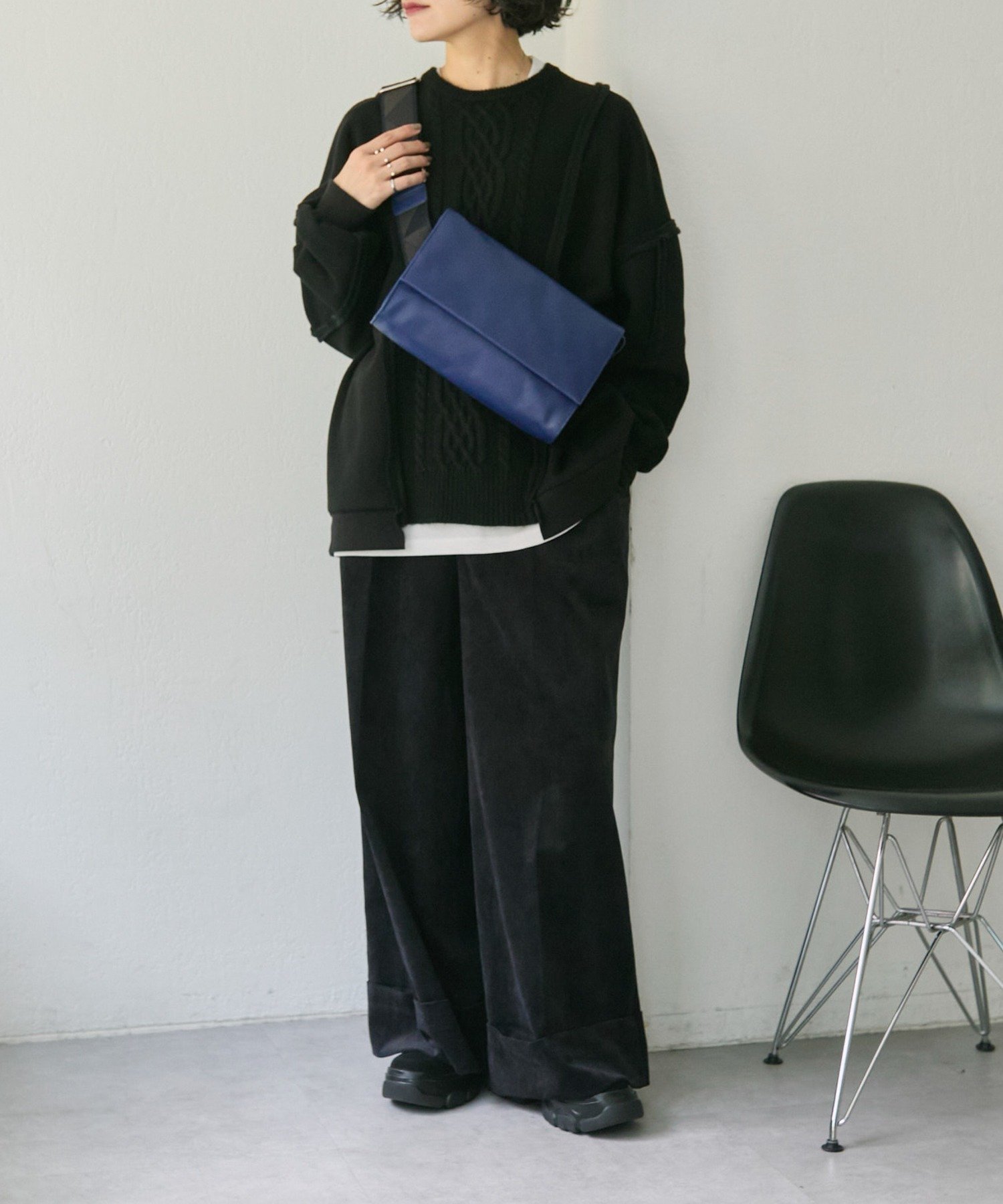 ear PAPILLONNER｜《本革/軽量470g/ボディバッグ》柄ワイドテープ