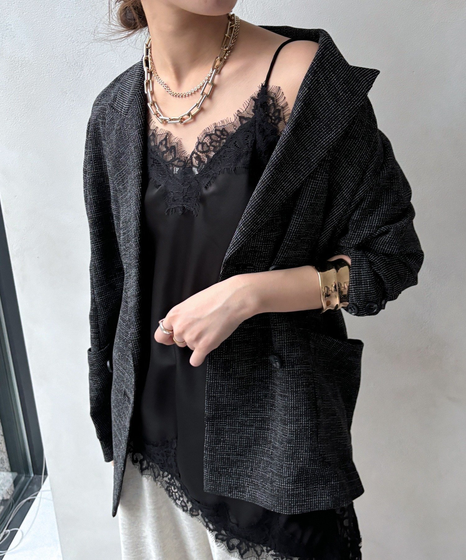 DOUDOU｜ショート丈アシメレースキャミ | Rakuten Fashion(楽天