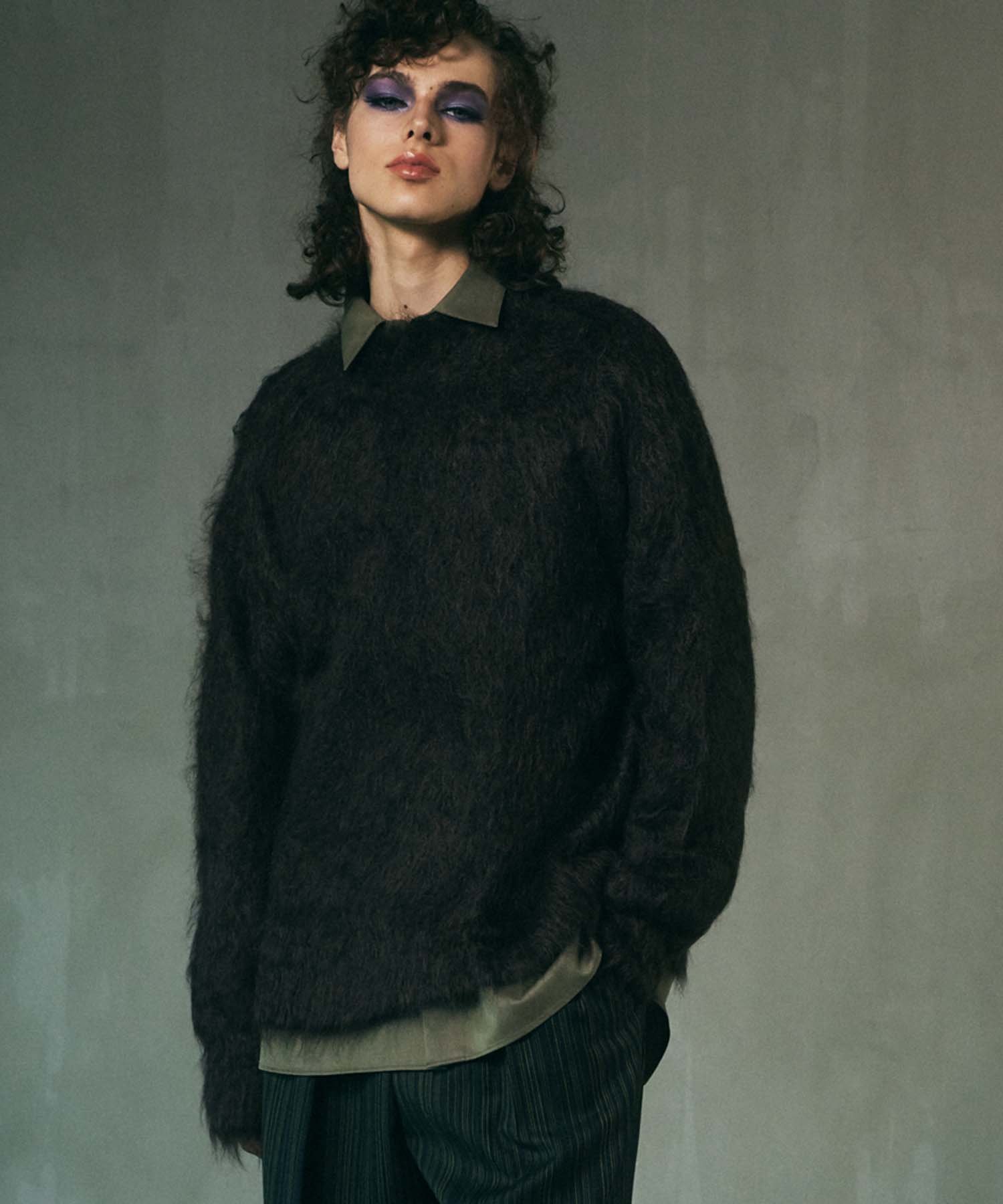 MAISON SPECIAL｜IGEA Super Brushed Kid-Mohair Prime-Over Crew Neck