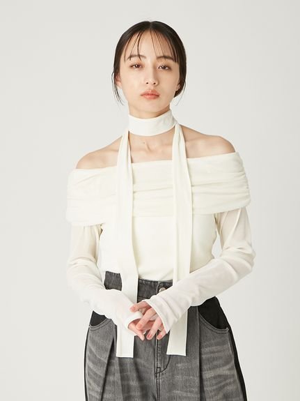 FRAY I.D｜オフショルフロッキーチュールトップス | Rakuten Fashion