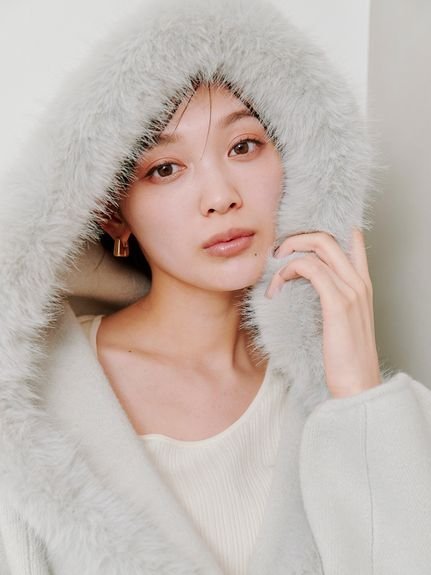 SNIDEL｜ファーフードニットコート | Rakuten Fashion(楽天