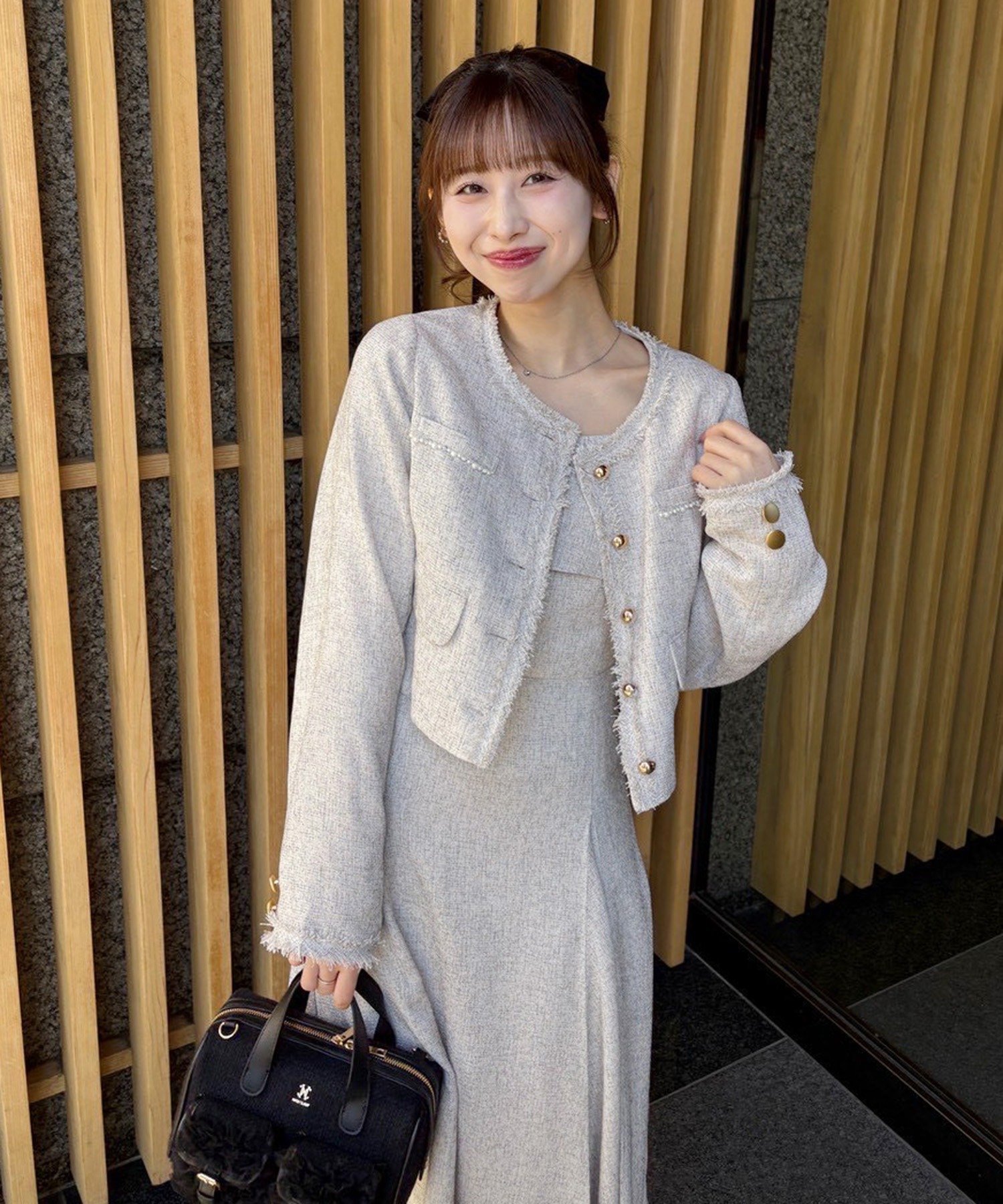 one after another NICE CLAUP｜【miyabi企画】フリルツイードキャミ