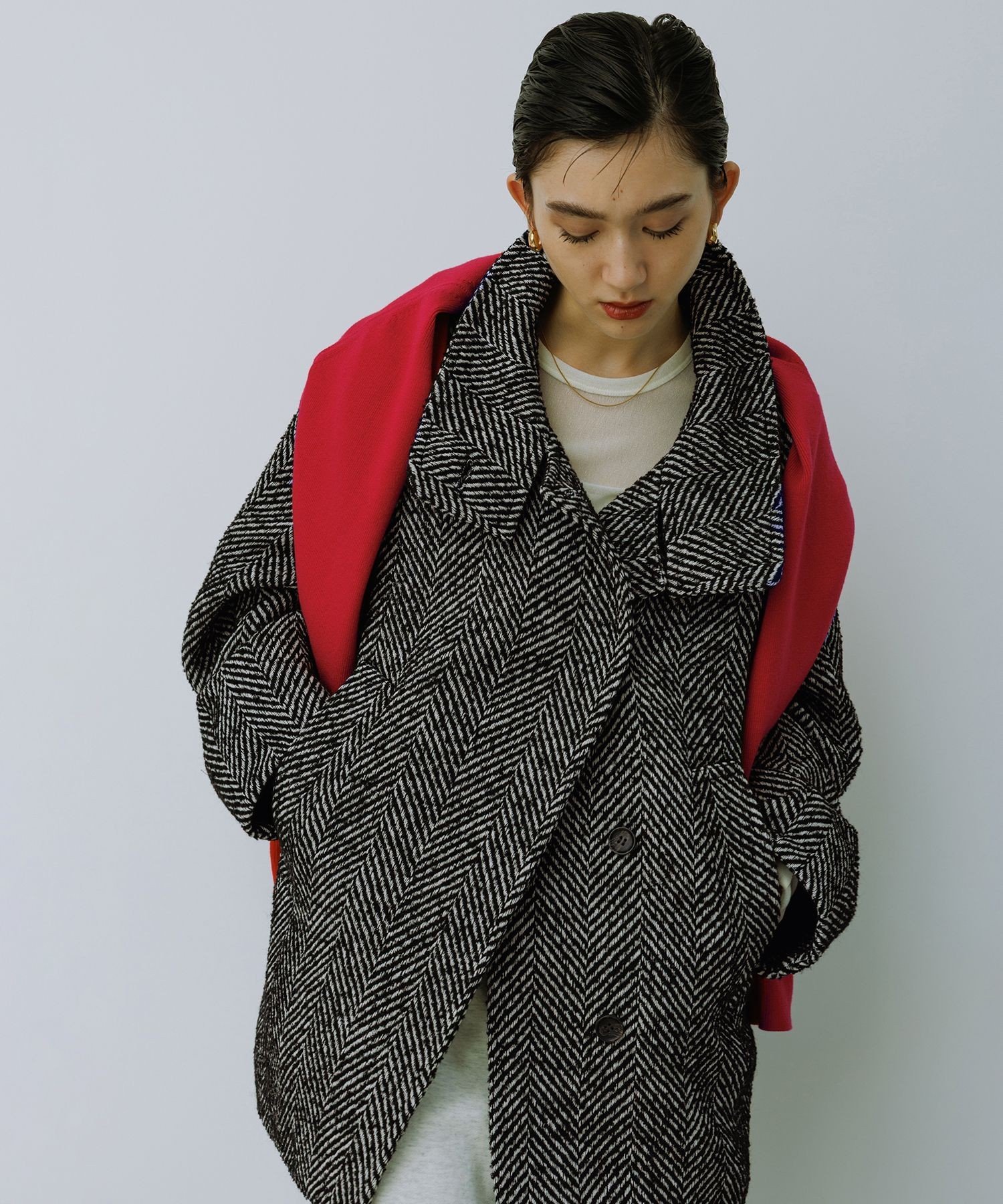 ADAM ET ROPE'｜【WEB限定】スタンドカラーウールミドルコート