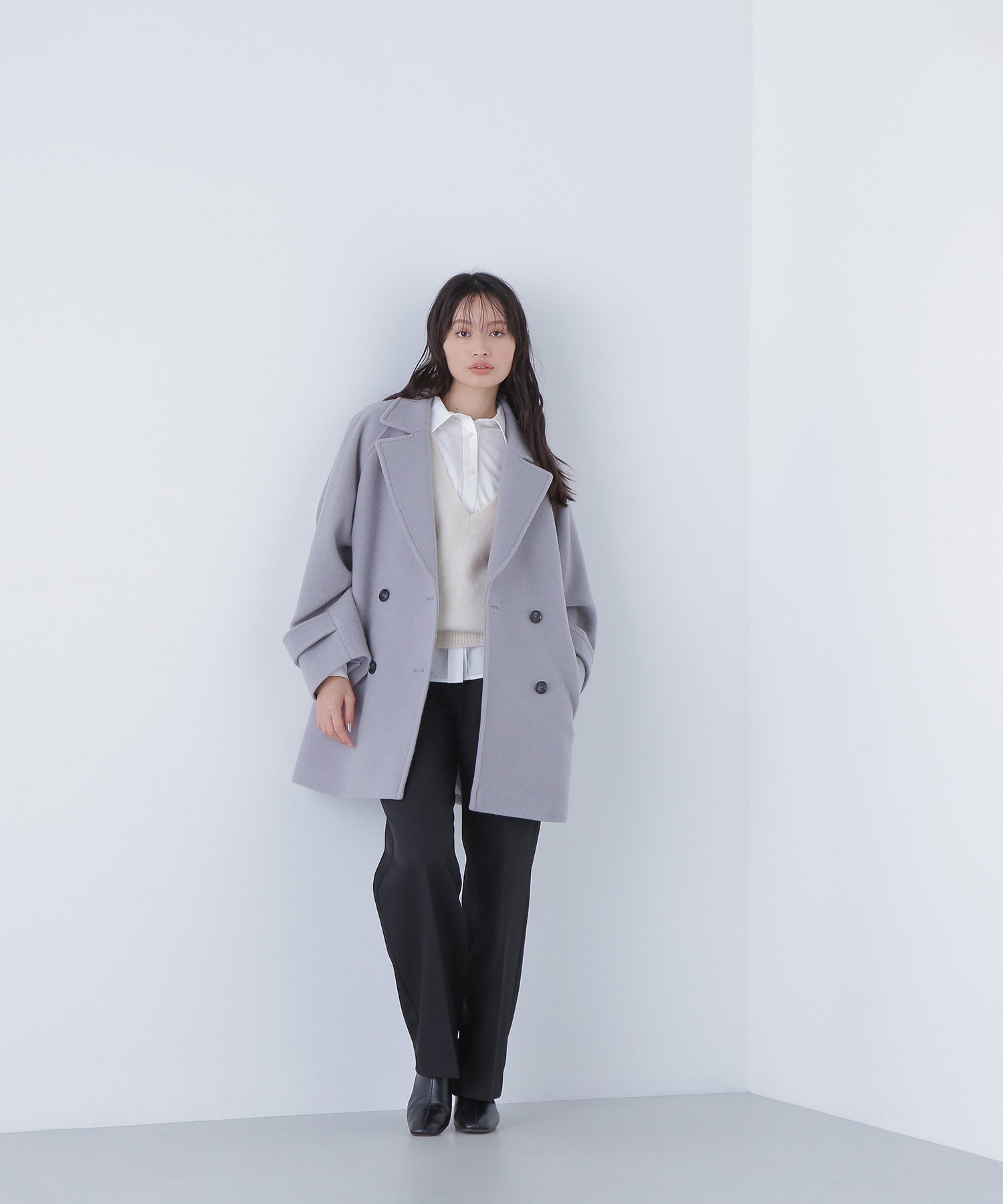 NATURAL BEAUTY BASIC｜ダブルブレストフォルムミドルコート | Rakuten