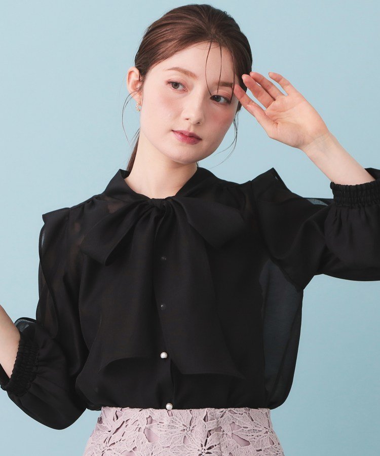 楽天市場】オーガンジー フリルリボン（シャツ・ブラウス｜トップス