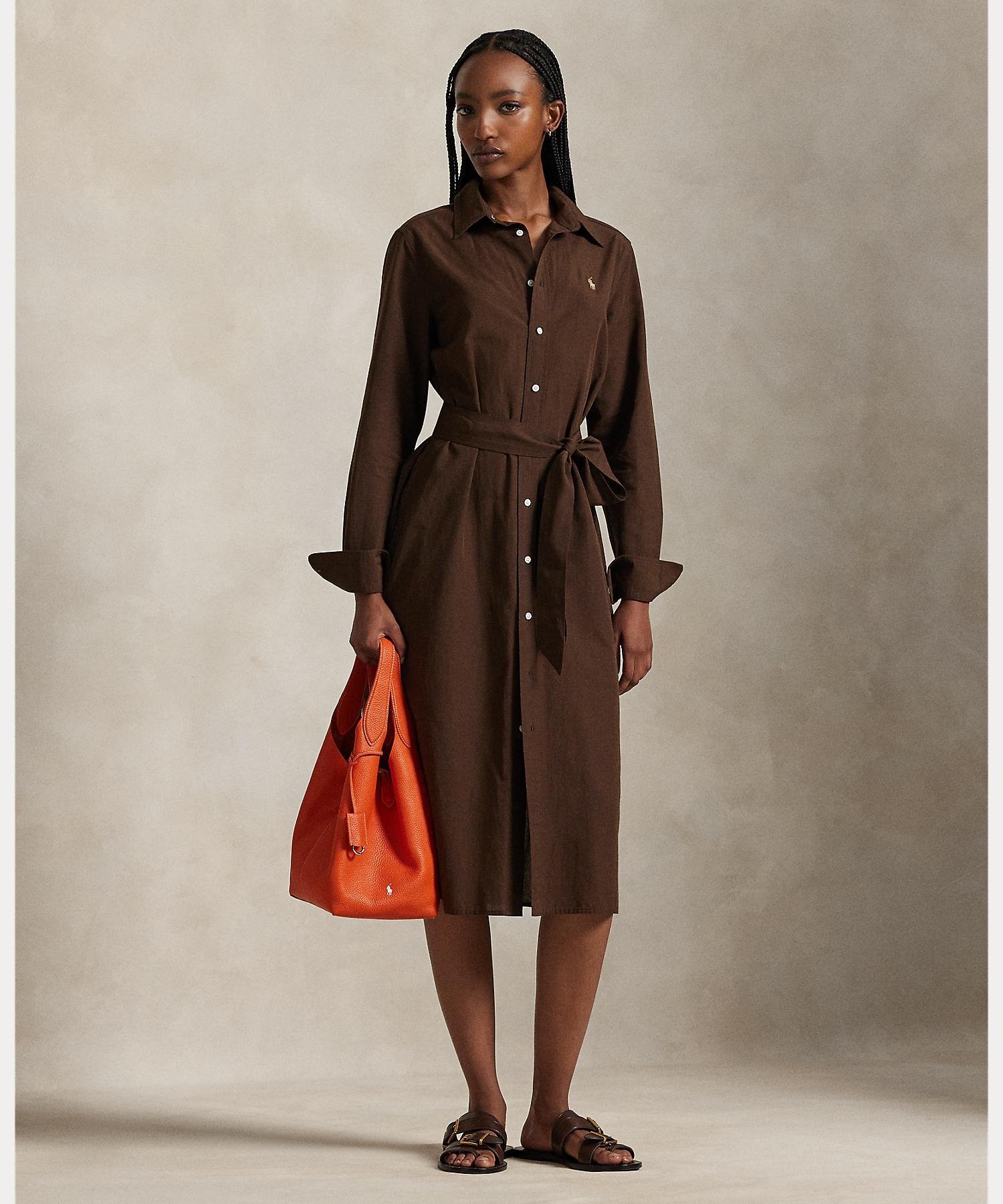 RALPH LAUREN｜ベルテッド ストライプド コットン シャツドレス