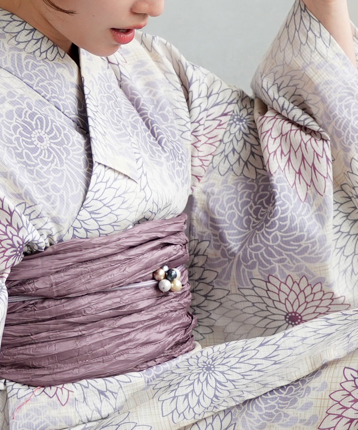 utatane｜utatane/(W)高級変わり織り浴衣3点セット 先染め風ベージュに