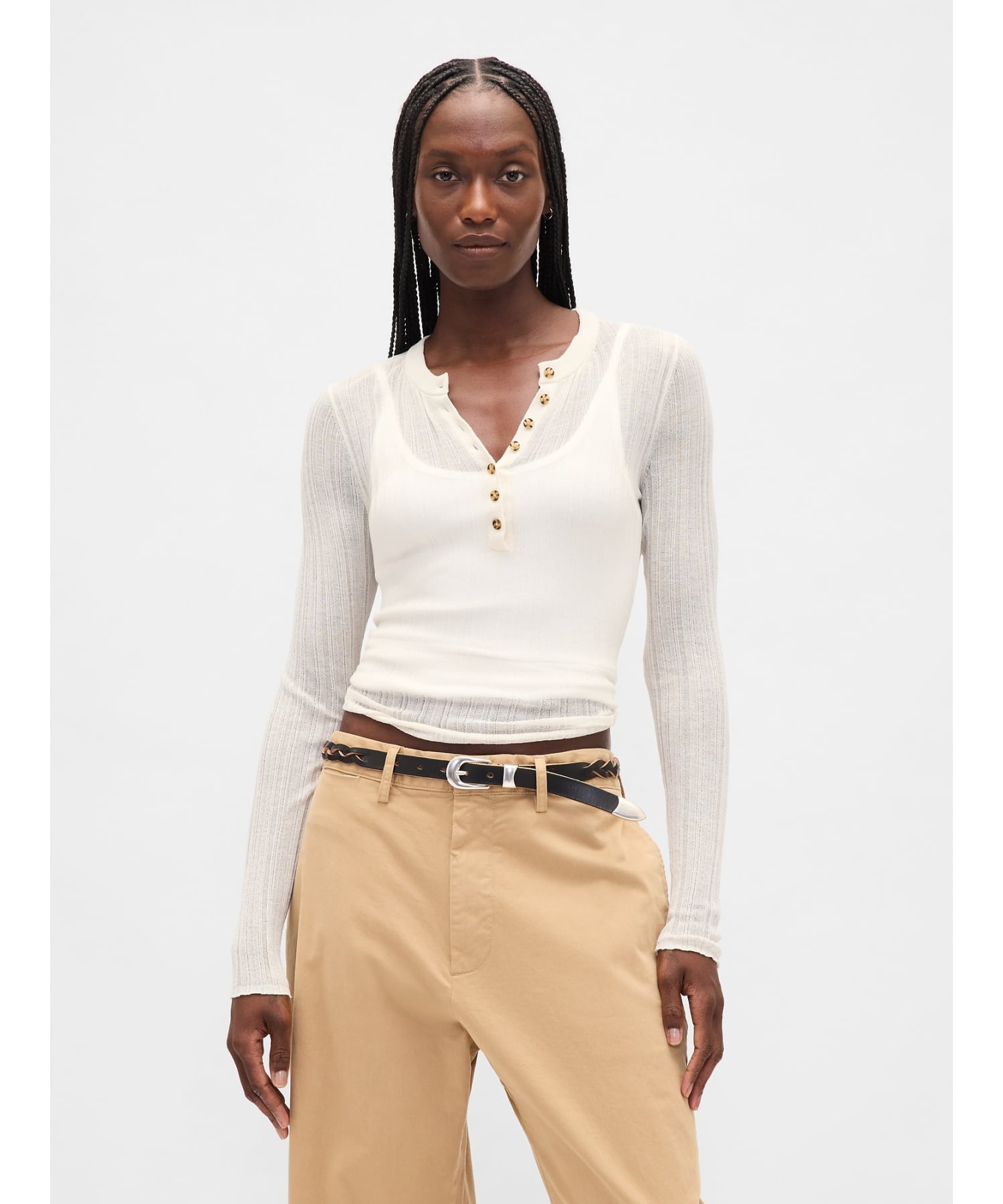 GAP｜(W)シアー リブ ヘンリーネックセーター | Rakuten Fashion(楽天