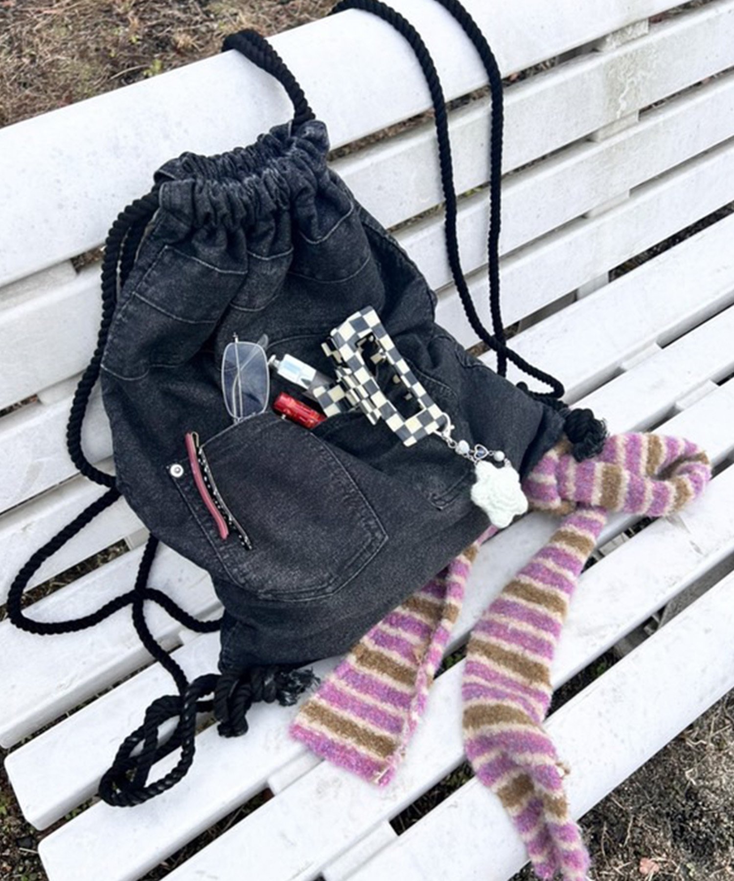 DEVICE｜DEVICE ウォッシュ デニム ナップザック ボディバッグ メンズ