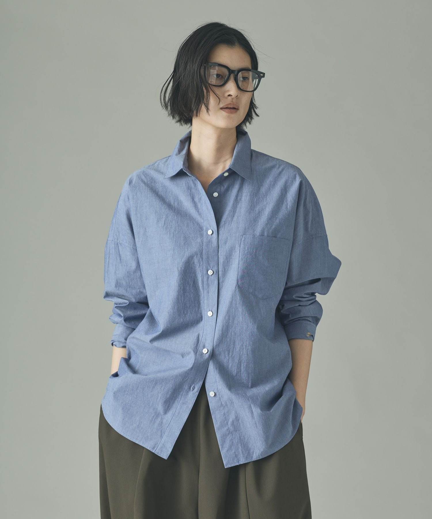 Curensology/&RCビッグシャツ/ブルーストライプ Curensology（カレンソロジー） ブラウス シャツ /「＆RC」ビッグ