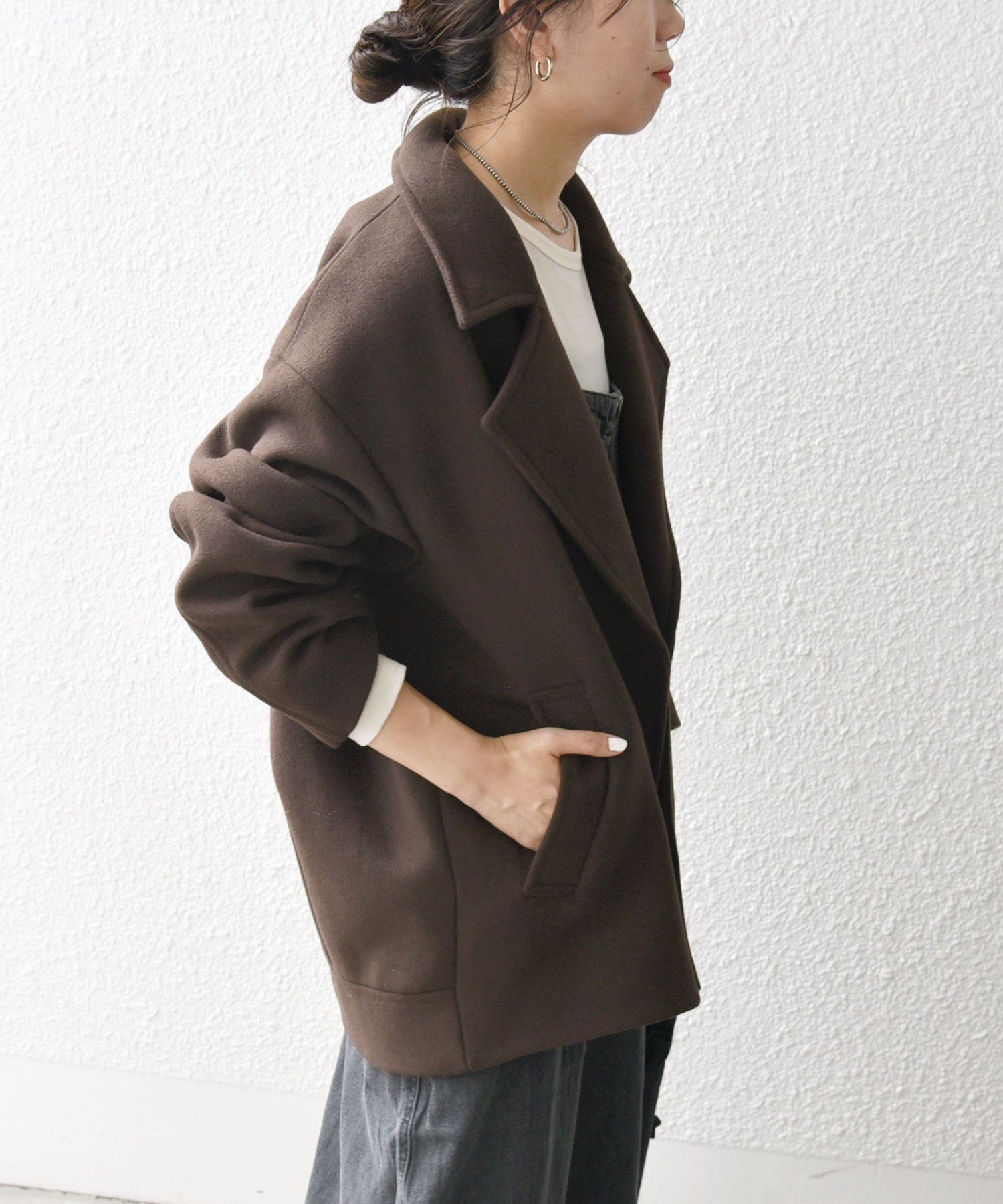 SHIPS｜SHIPS any: ウール ミックス コクーン ショート Pコート