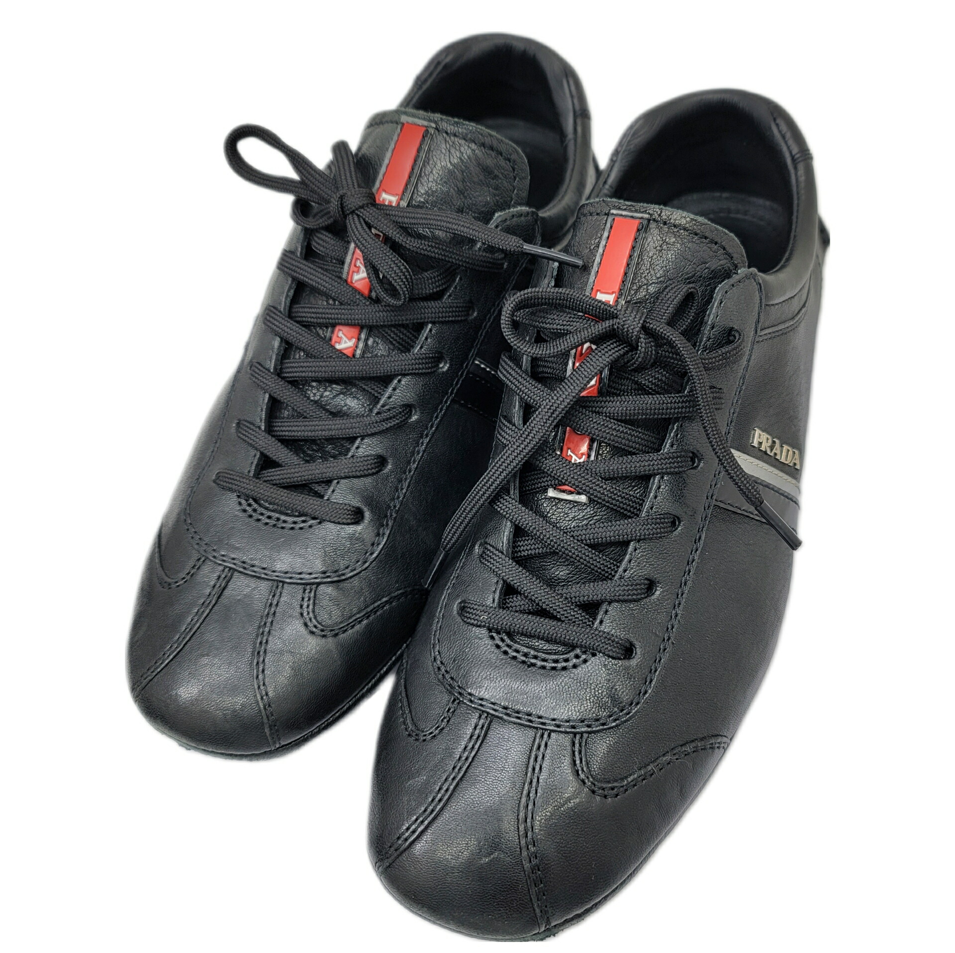 楽天市場】【中古】PRADA プラダプラダスポーツ スニーカー レザー 黒