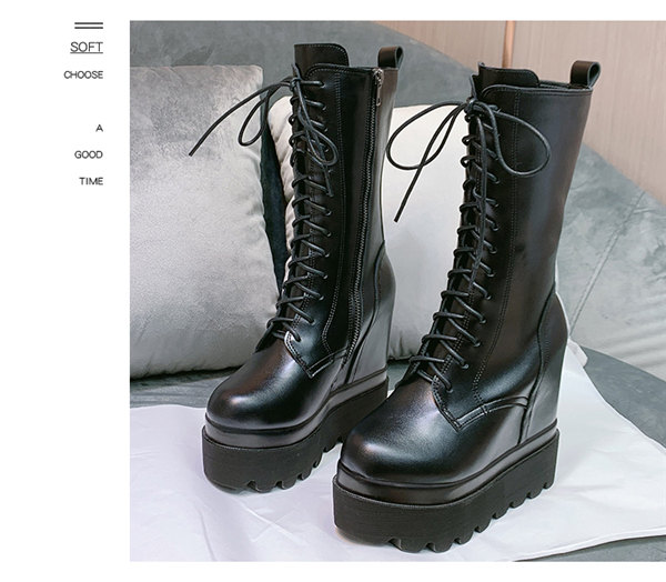 楽天市場】厚底 ブーツ ヒール5cm 編み上げ 裏地ボア有り/無し 太