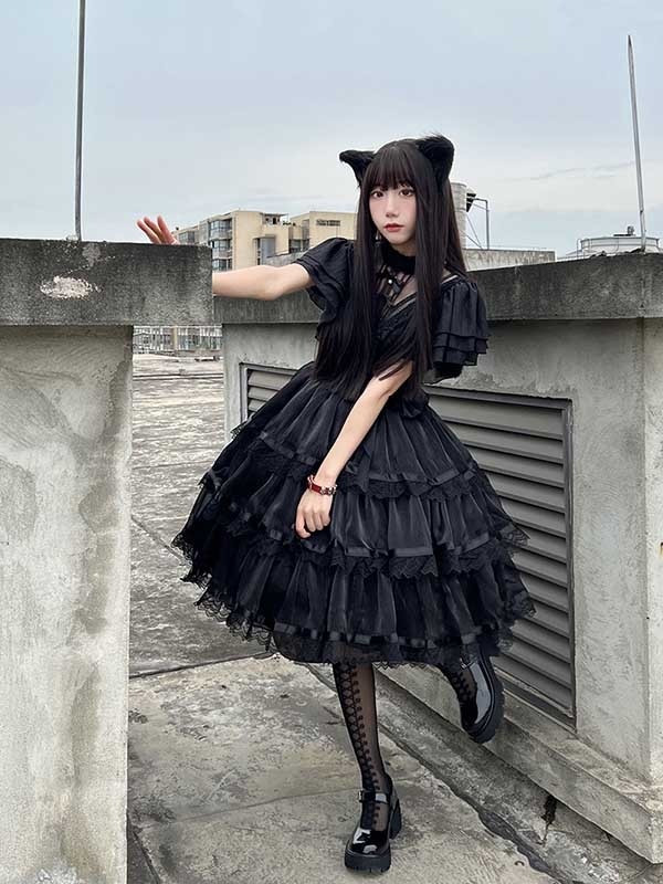 楽天市場】ロリータ ゴスロリ ワンピース Aライン Lolita リボン 透け