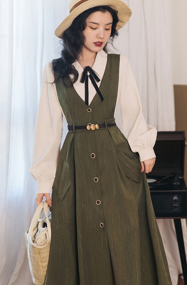 楽天市場】ジャンパースカート シャツ ストライプ レディース ロング