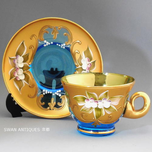 楽天市場】ベネチアン グラス ムラノ カップ＆ソーサー イタリア 金彩