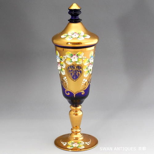 楽天市場】ヴェネチアン グラス ムラノ 蓋付 ゴブレット 24金彩