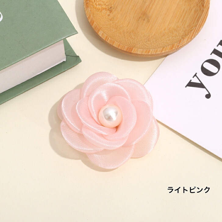 楽天市場】パールビーズ付 シフォン カメリア コサージュ ヘアクリップ