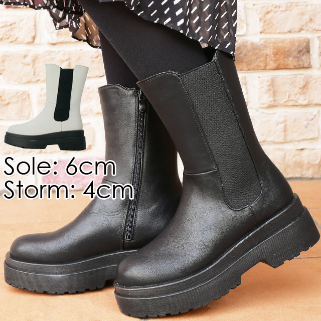 楽天市場】レディース 厚底ブーツ サイドゴアブーツ チェルシーブーツ