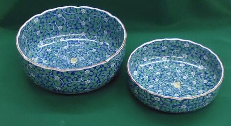 楽天市場】庫山窯 前畑陶器 緑彩小紋 菓子鉢 大小 2個セット（箱に汚れ