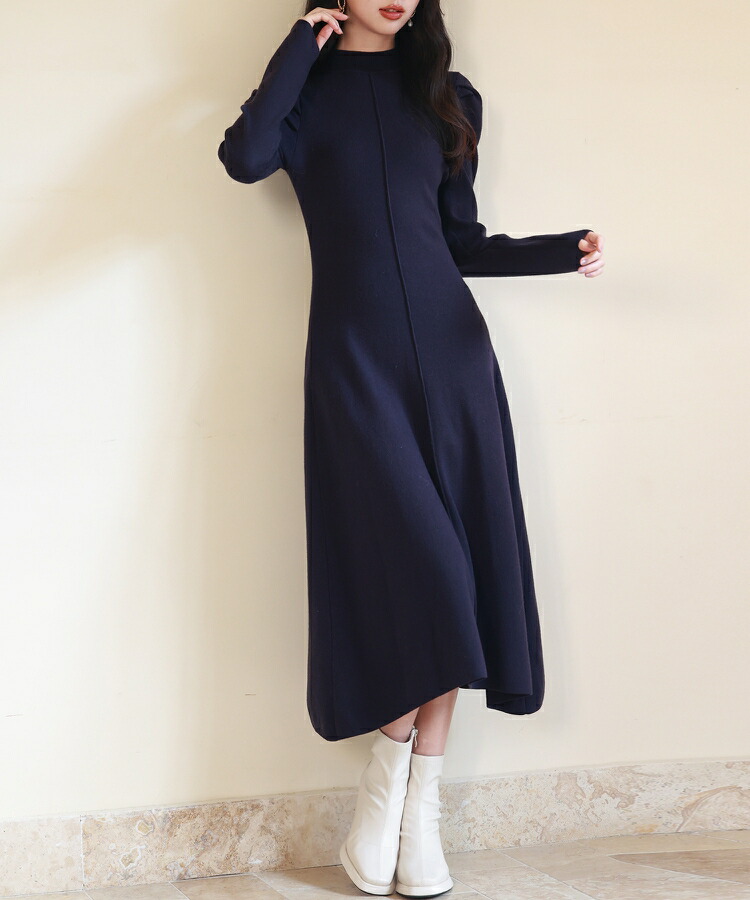 楽天市場】ワンピース レディース ニットワンピース ミモレ丈 プチ