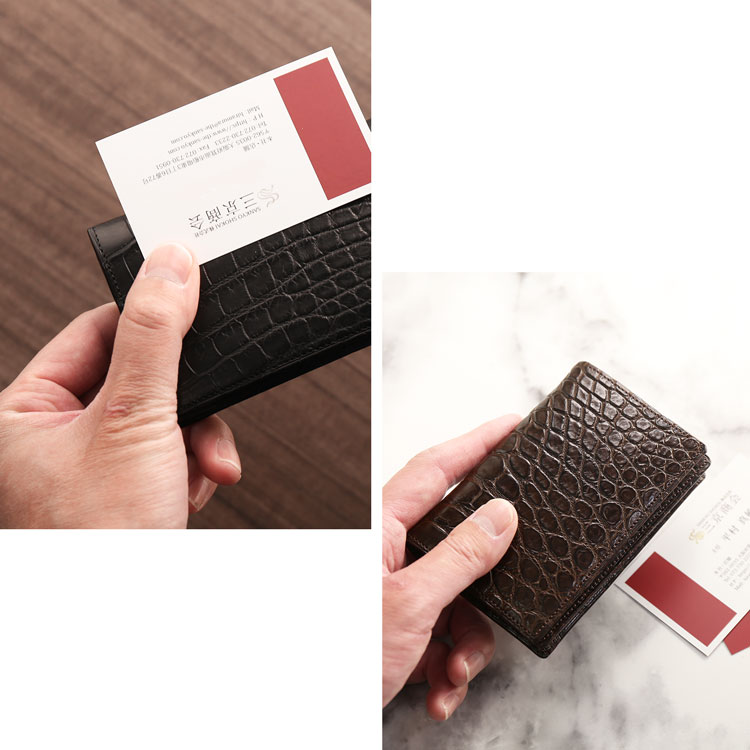 楽天市場】クロコダイル 名刺入れ 日本製 無双 一枚革 通しマチ メンズ