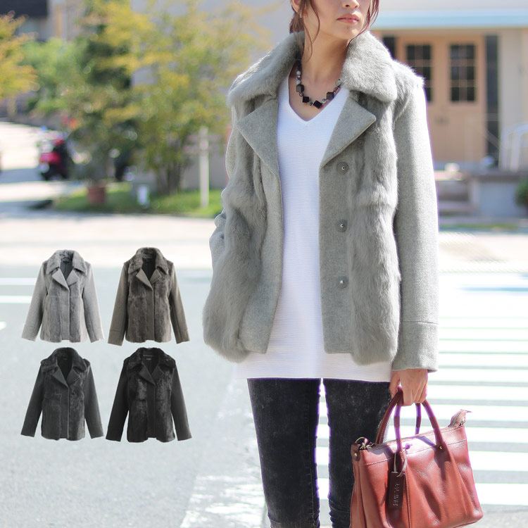 楽天市場】【40%offクーポン】ラビットファー付ジャケット レディース