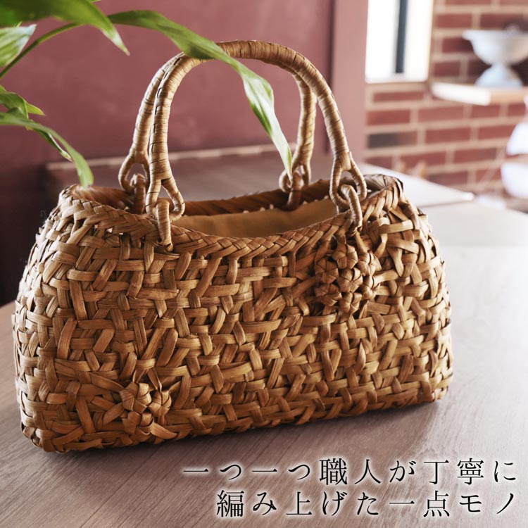 楽天市場】山葡萄 かごバッグ バッグ かご 籠 みだれ編み 花編み 巾着