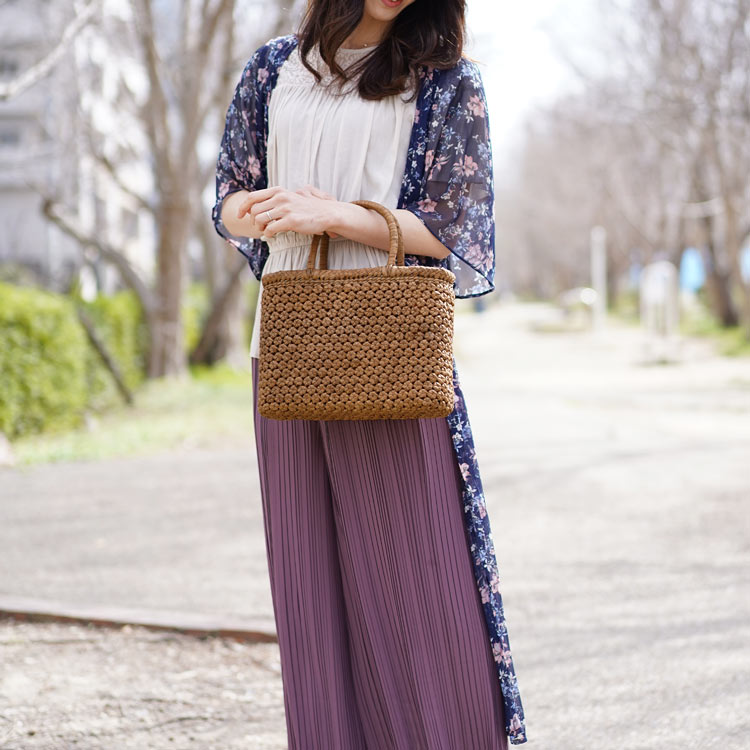 楽天市場】山葡萄 かごバッグ バッグ かご 籠 六角花編み 5mm 六角 花