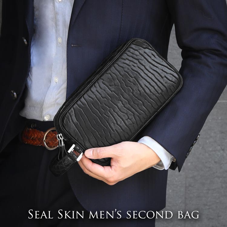楽天市場】セカンドバッグ ダブルファスナー メンズ アザラシ 本革