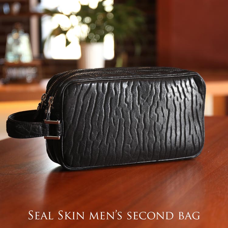 楽天市場】セカンドバッグ ダブルファスナー メンズ アザラシ 本革