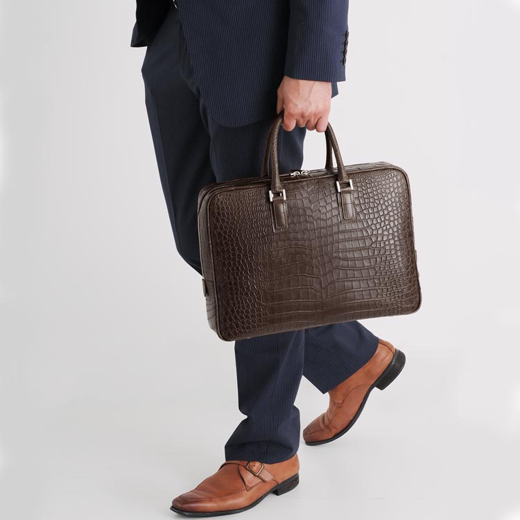 楽天市場】スモール クロコダイル ブリーフケース センター取り マット