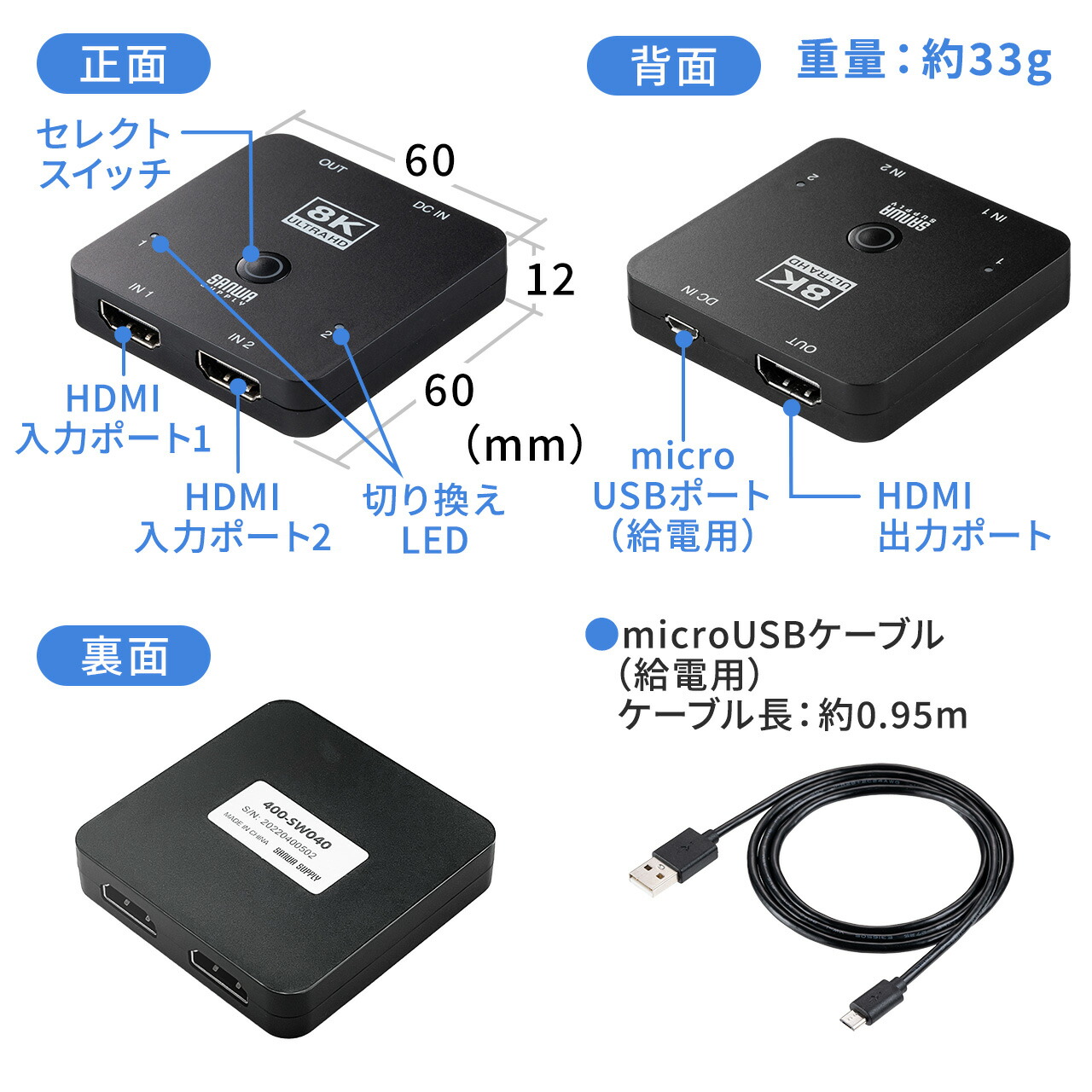 楽天市場】【楽天1位受賞】HDMI切替器 2入力1出力 8K 60Hz 4K 120Hz