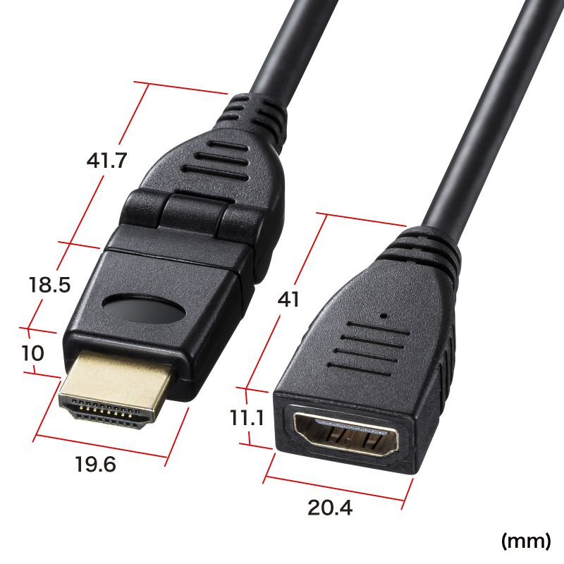楽天市場】HDMI 延長 1m ハイスピードHDMI 延長ケーブル 3Dコネクタ