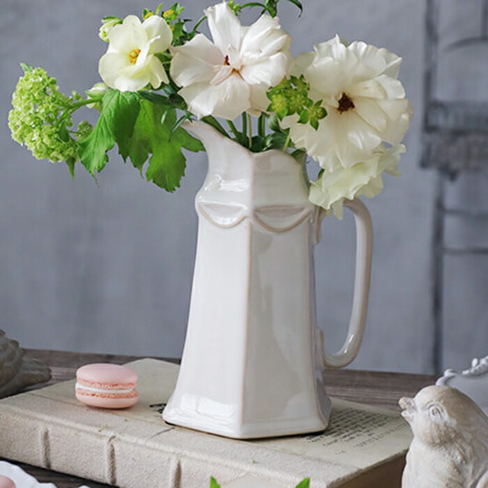 楽天市場】フラワーベース Carol ホワイト // 陶器 ホワイト 水差し