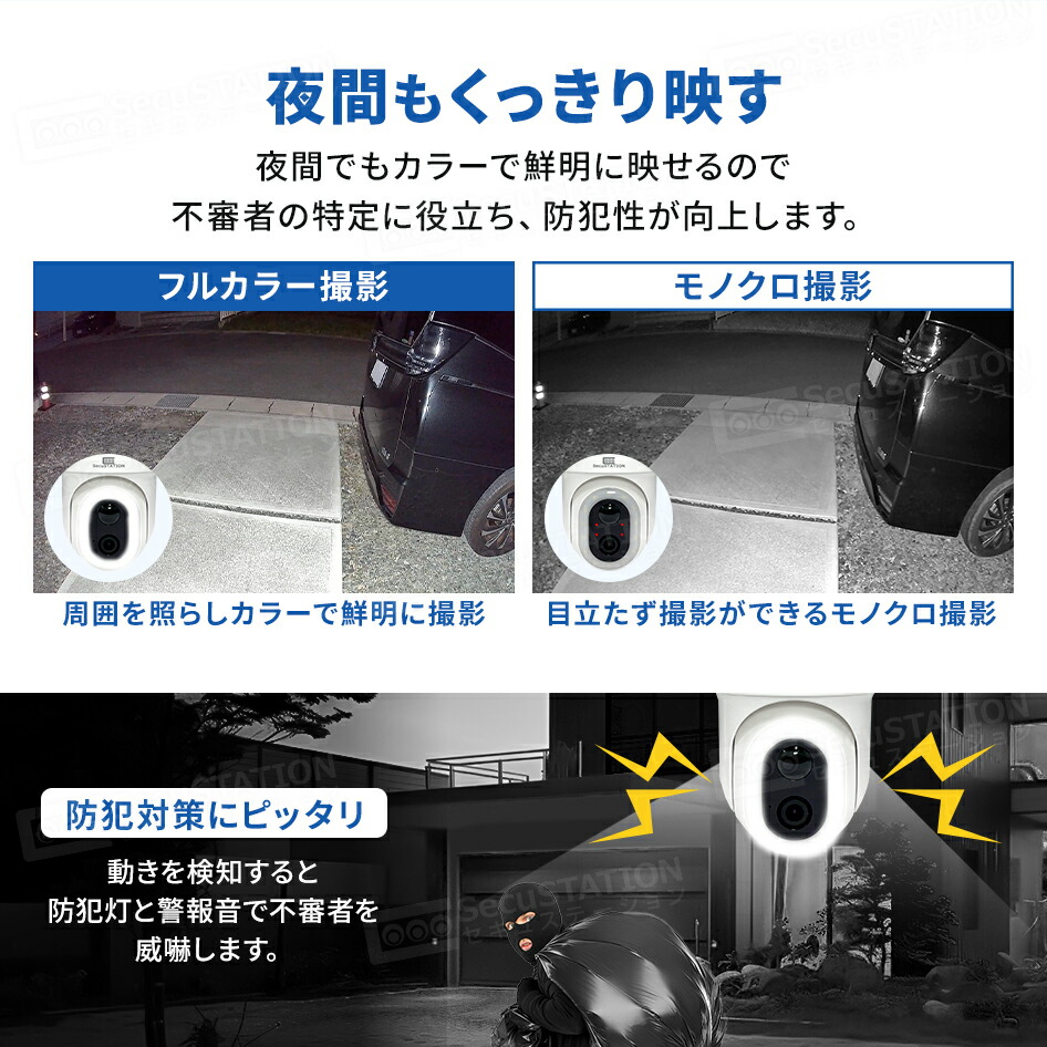楽天市場】【配線不要ソーラー付き☆SecuSTATION製】 防犯カメラ 無料