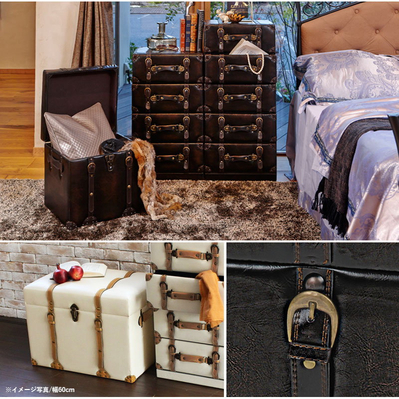 楽天市場】座れる宝箱 トランク風スツール 幅40 座れる 収納ボックス