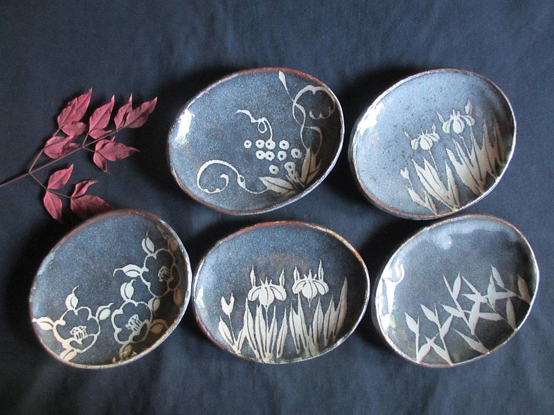 楽天市場】小皿 □ 玉山窯 監修 玉置保夫 鼠志野 絵替小判皿 (5客組