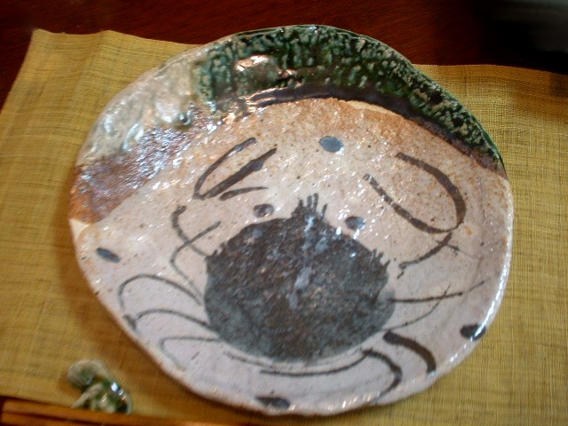 楽天市場】七寸皿 □ 陶芸作家・佐藤和次 織部 蟹文 七寸皿 ギフト 和